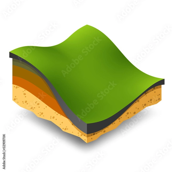 Obraz Isometric green hills and meadows