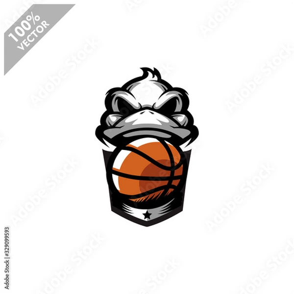 Fototapeta Basketball Duck team logo design. Scalable and editable vector.