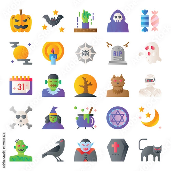 Fototapeta halloween gradient vector icons