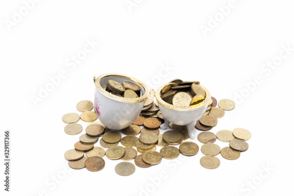 Obraz Coins on the ceramic egg