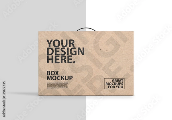 Fototapeta Brown Carton  with Handle Mockup 