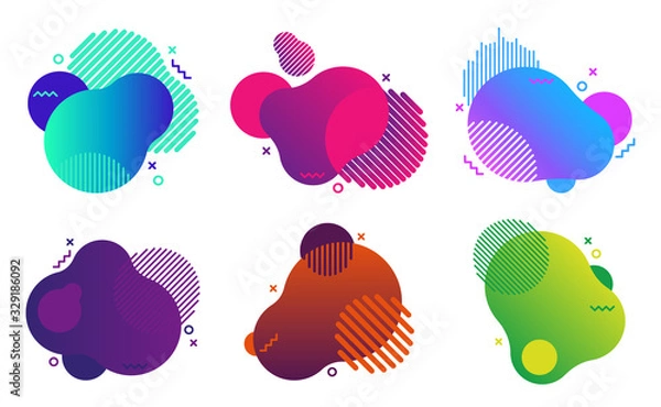 Obraz Abstract gradient shape frame. Fluid geometric shape layout frame, motion elements and modern shaped borders vector illustration set