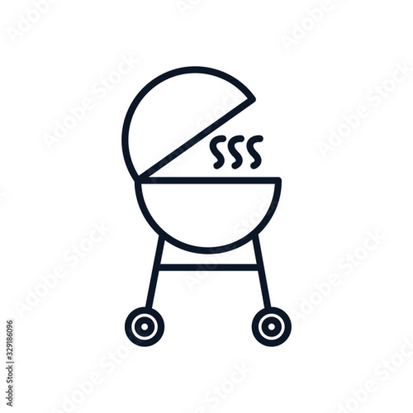 Fototapeta Isolated bbq grill line style icon vector design