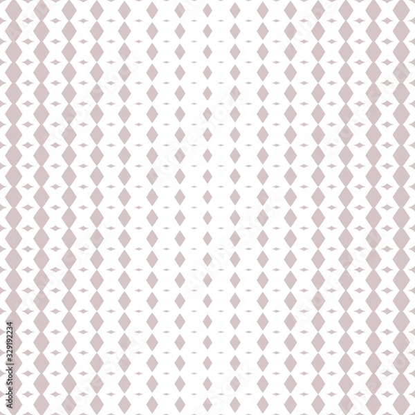 Fototapeta Vector geometric halftone seamless pattern with diamond shapes, rhombuses, grid. Abstract minimal background in white and pale pink colors. Gradient transition effect texture. Stylish modern design