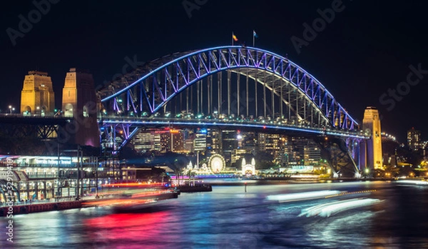 Obraz Sydney Harbour Bridge at night, Vivid Sydney, Australia