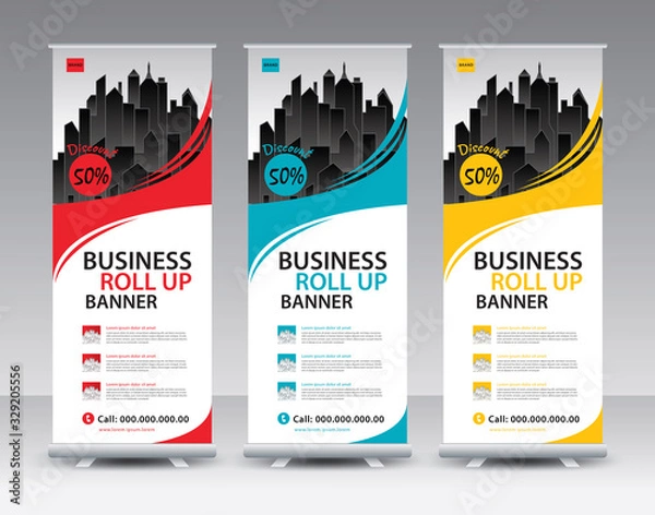 Fototapeta Business Roll Up Banner stand vector creative design. Sale banner stand or flag design layout. Modern Exhibition Advertising vector eps10. Trend design geometric.