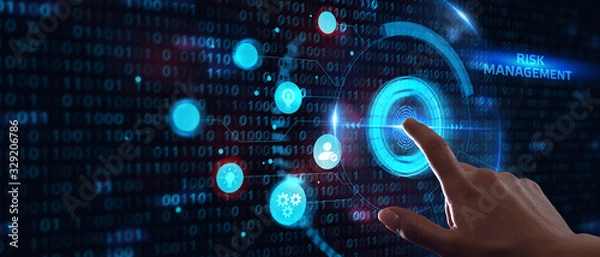 Fototapeta Business, Technology, Internet and network concept. Digital Marketing content planning advertising strategy concept. Risk management