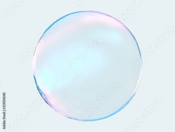 Obraz 3d crystal ball pink blue gradient colors  isolated on white background. Abstract bubble glossy pastel 3d geometric shape object illustration render. 