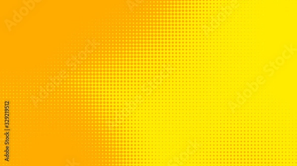 Fototapeta Dots halftone yellow orange color pattern gradient texture with technology digital background. Dots pop art comics with summer background.