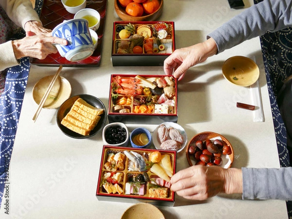 Obraz 老夫婦とおせち料理