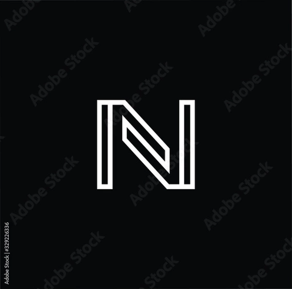 Fototapeta Minimal elegant monogram art logo. Outstanding professional trendy awesome artistic N NN initial based Alphabet icon logo. Premium Business logo White color on black background