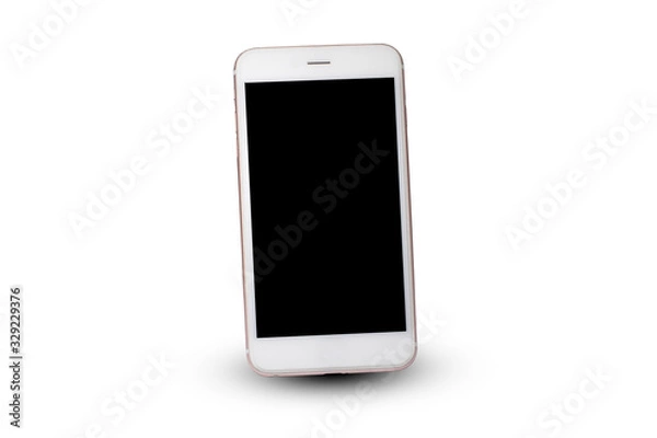 Fototapeta Mobile smart phone on white background technology
