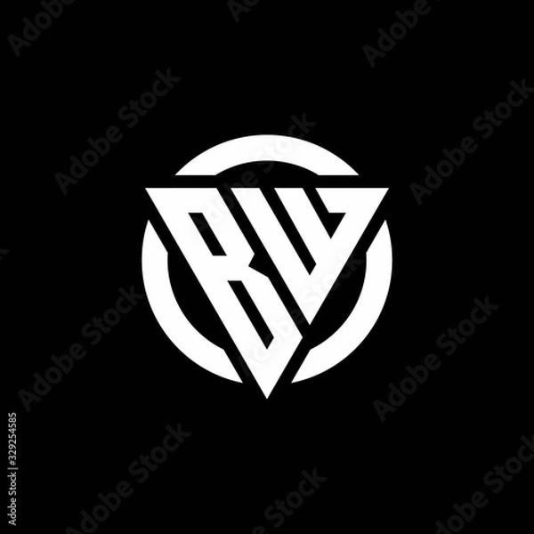 Fototapeta BW logo with triangle shape and circle rounded design template