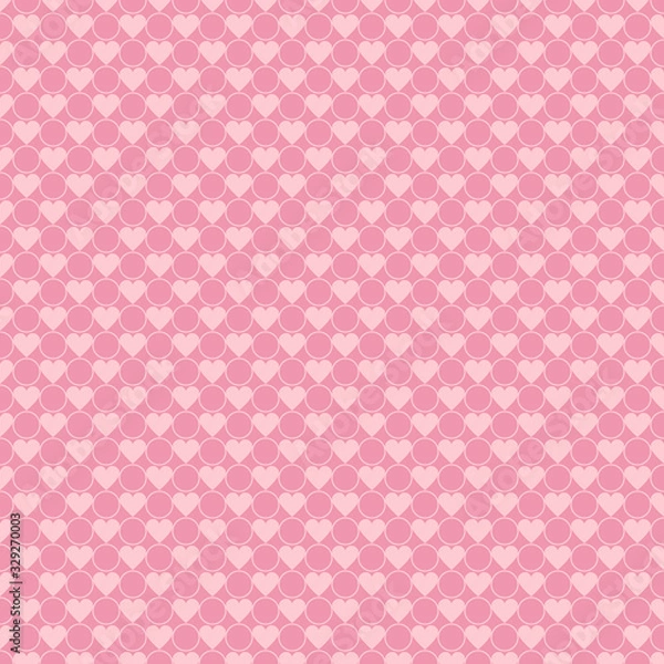 Fototapeta Abstract background texture. Dot and heart shape seamless pattern. Vector illustration polka style, minimalism wallpaper, flyer, cover, design. Bubble circle geometric ornament, decorative element