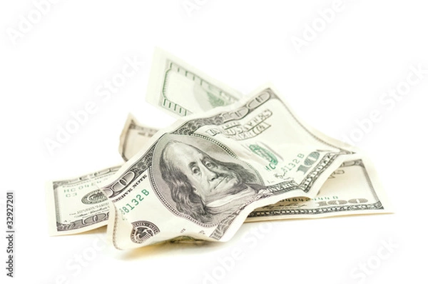 Fototapeta Crumpled dollars
