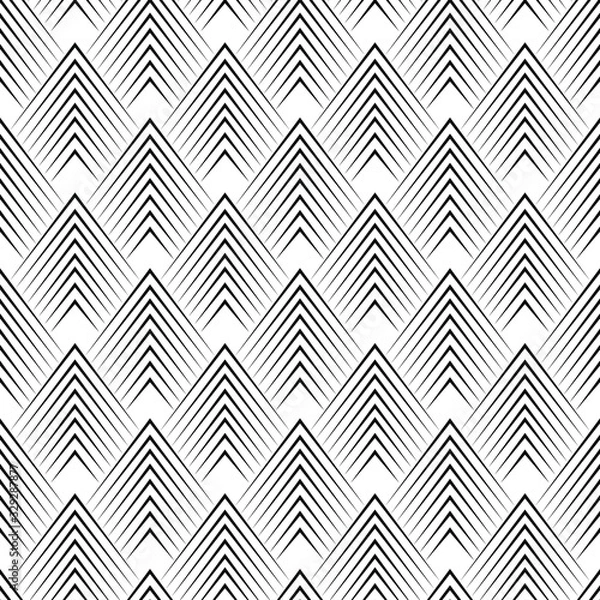 Fototapeta Black and white geometric line background pattern. Creative zigzag line vector illustration for greeting cards, cover, flyer, wallpaper. Abstract texture ornament design, repeating tiles.