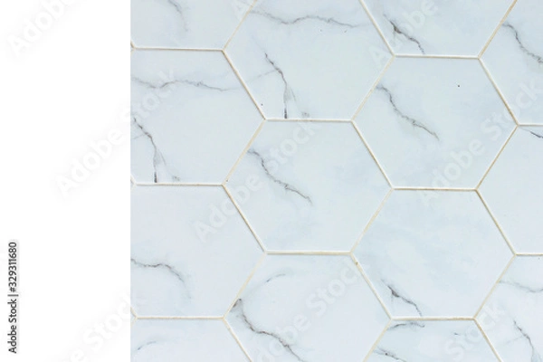 Obraz White marble tile wall for texture background.	