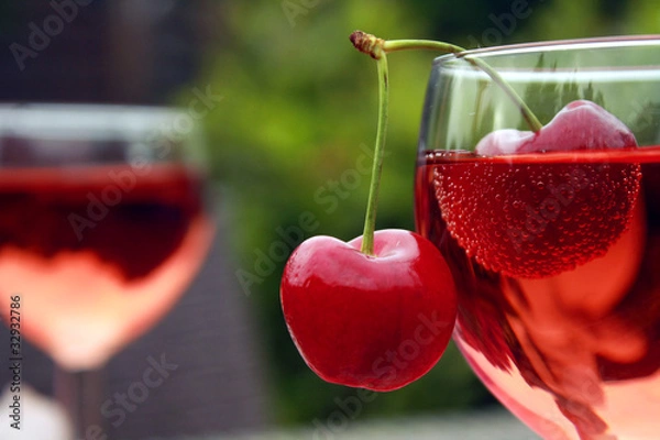 Obraz Rotwein mit Kirschen