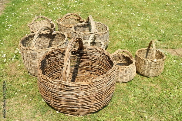 Obraz hand made wicker baskets collection on grass