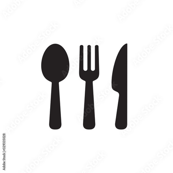 Obraz Simple spoon fork knife flat icon design vector