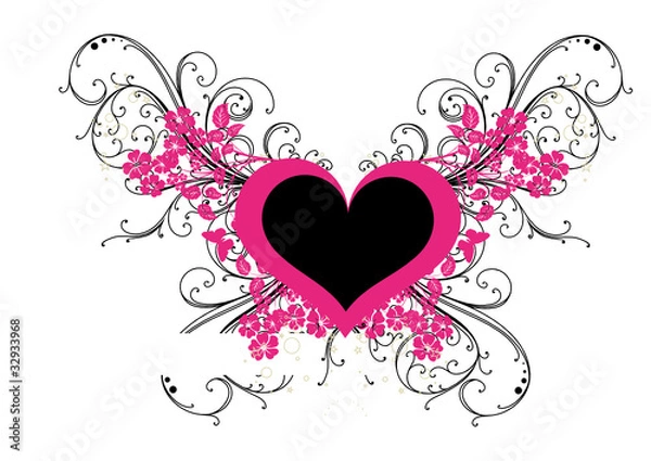 Fototapeta coeur rose et noir