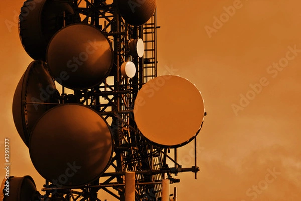 Fototapeta communications tower sepia