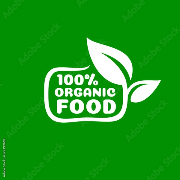 Fototapeta Bio Green organic leaf of a tree, icon on a white background.