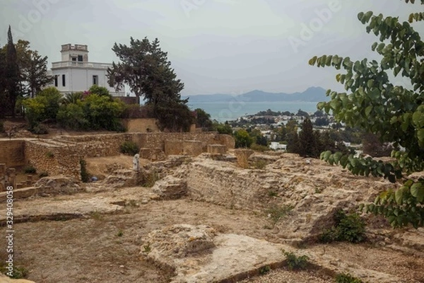 Fototapeta Panoramic sea view from the ruins of ancient Punic city Carthage