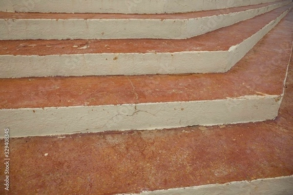 Obraz Part of the stairs, painted brown steps. Close up view