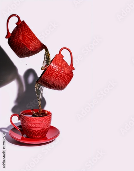 Obraz Coffee and tea splash cups