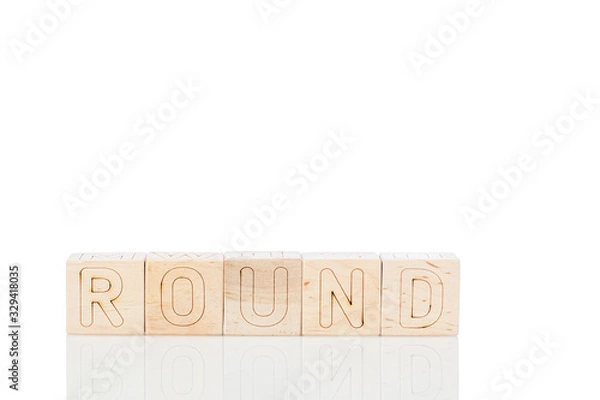 Obraz Wooden cubes with word round on a white background