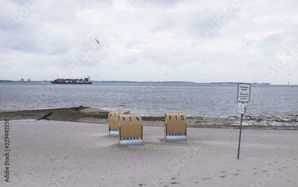 Obraz Beach chairs (Strandkorb) at the Baltic Sea in Laboe, Germany