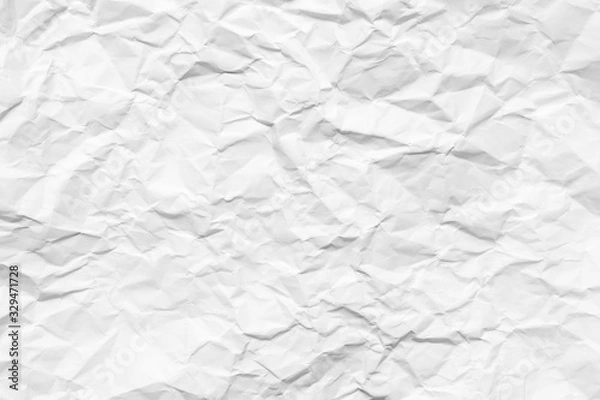 Fototapeta White crumpled paper texture background. Clean white paper. Top view.	