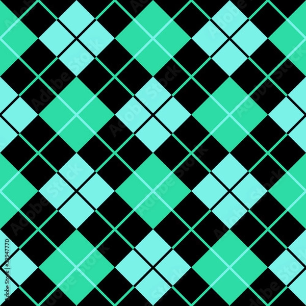 Obraz argyle cyan green seamless background