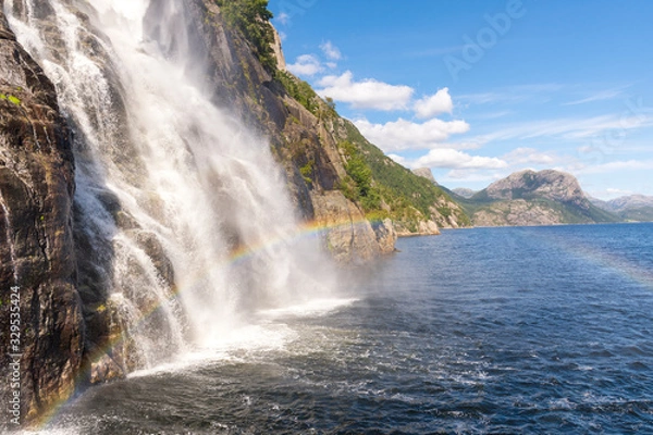 Obraz Lysefjord Waterfall from boat trip in the Lysefjord in Norway