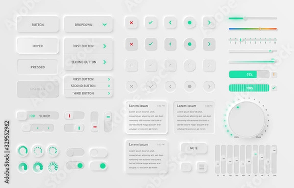 Obraz Very high detailed white user interface pack for websites and mobile apps, vector illustration