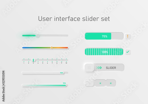 Obraz Very high detailed white user interface slider set for websites and mobile apps, vector illustration
