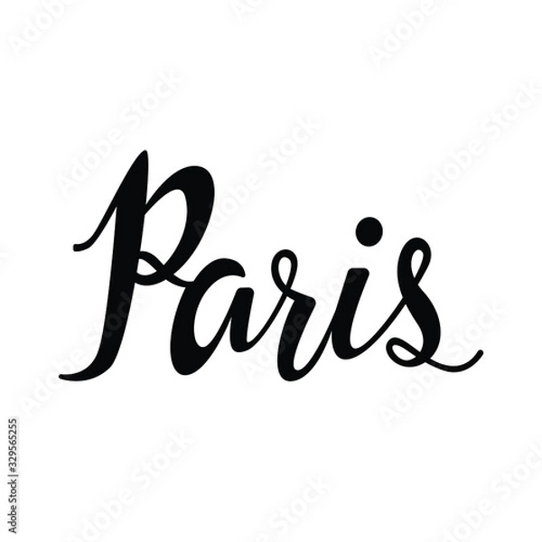 Fototapeta Paris text in brush style silhouette