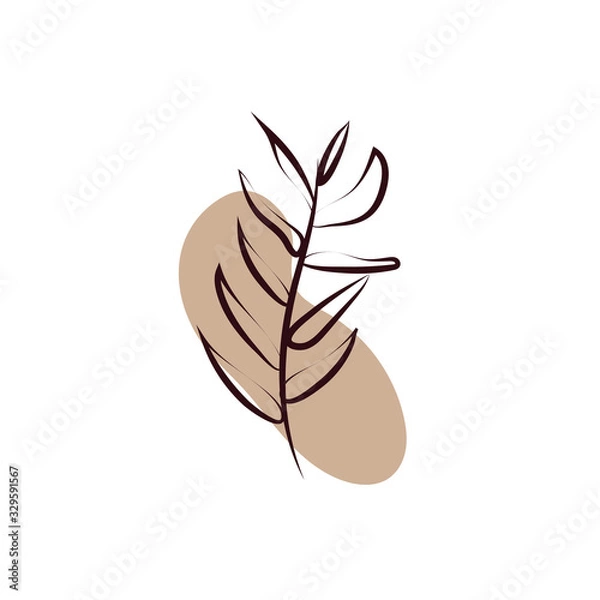 Fototapeta branch with leafs hand draw style