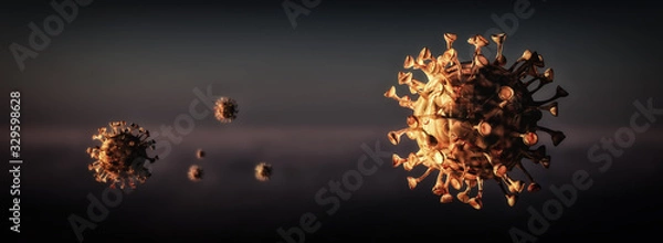 Fototapeta simulation of the coronavirus virus floating