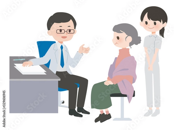 Fototapeta 病院で診察を受ける女性