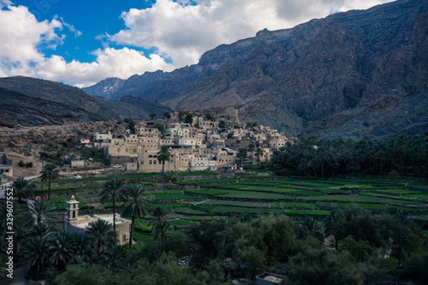 Obraz View of the small village Bald Sayt between mountains in Jebel Shams, Oman