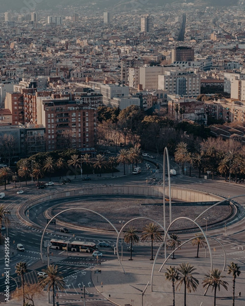 Obraz aerial views of the traffic of the beautiful city, Barcelona