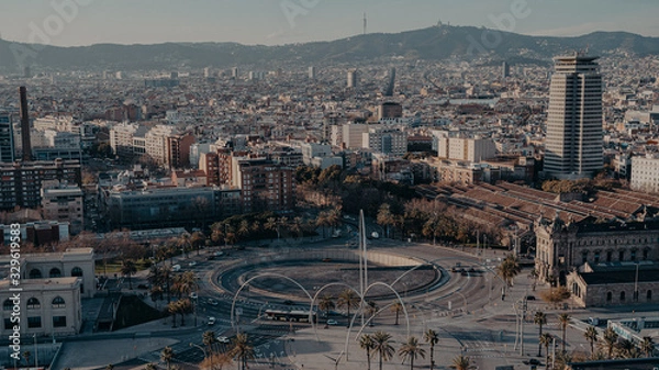 Obraz aerial views of the traffic of the beautiful city, Barcelona