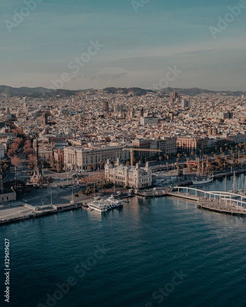 Obraz panoramic view of port of barcelona spain
