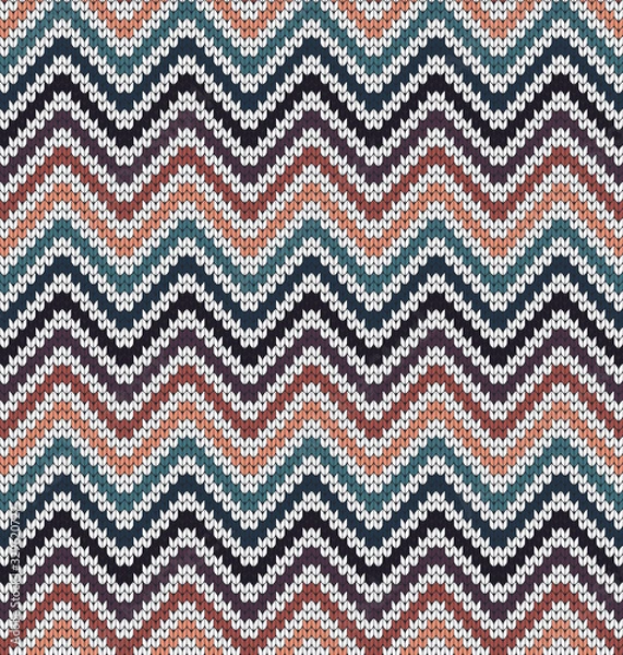 Fototapeta Knitted wavy seamless pattern chevron