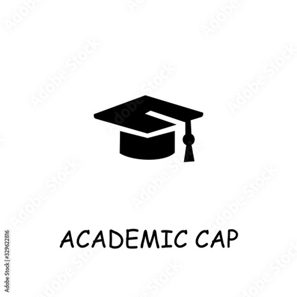 Fototapeta Academic cap flat vector icon