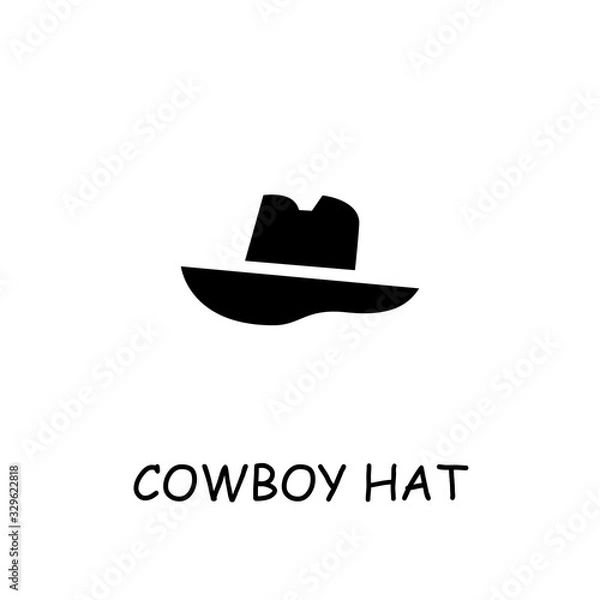 Obraz Cowboy hat flat vector icon