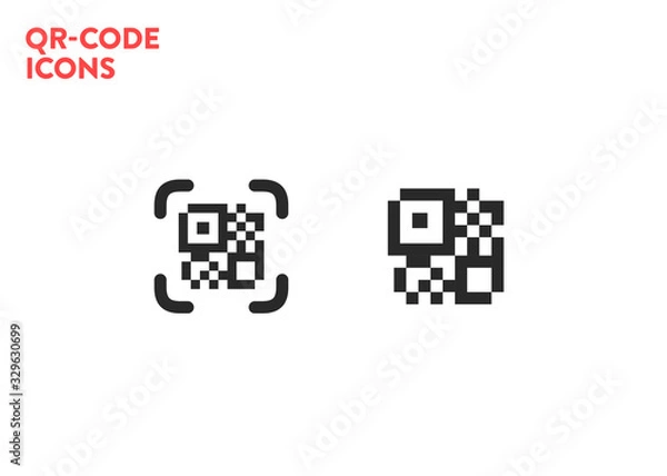 Fototapeta Simple QR code scan. Vector QR code icon