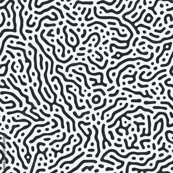Fototapeta Diffusion reaction vector seamless pattern. oOrganic shapes, lines pattern. Abstract Background illustration